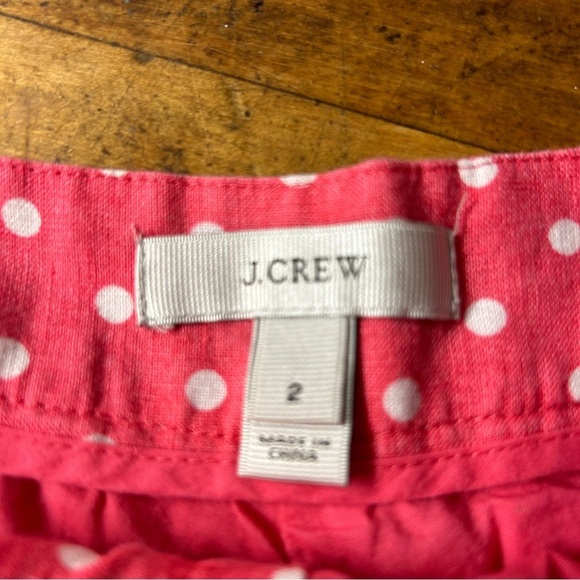 J Crew Pink and White Polka Dot Barbiecore Linen & Cotton Blend Shorts Size 2 - Picture 6 of 7